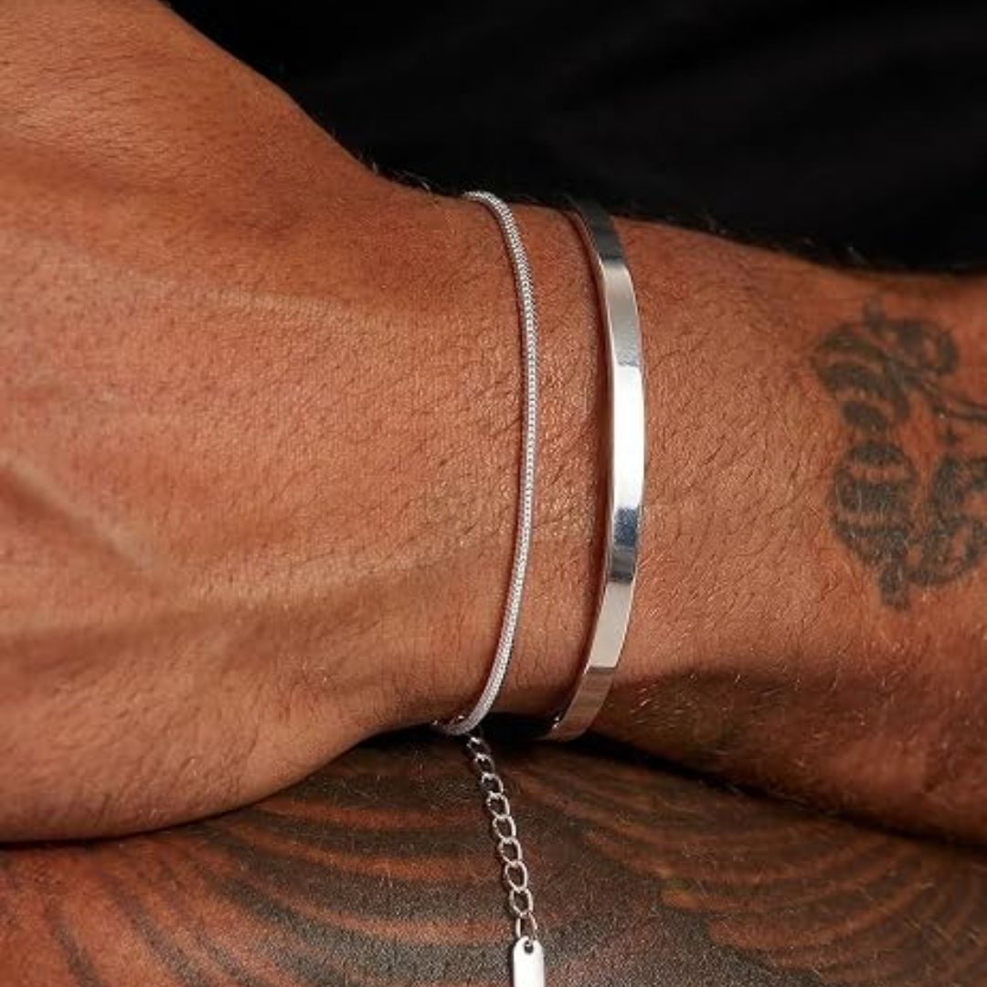Silverduo – Stilrent dubbelarmband i blank silverfinish