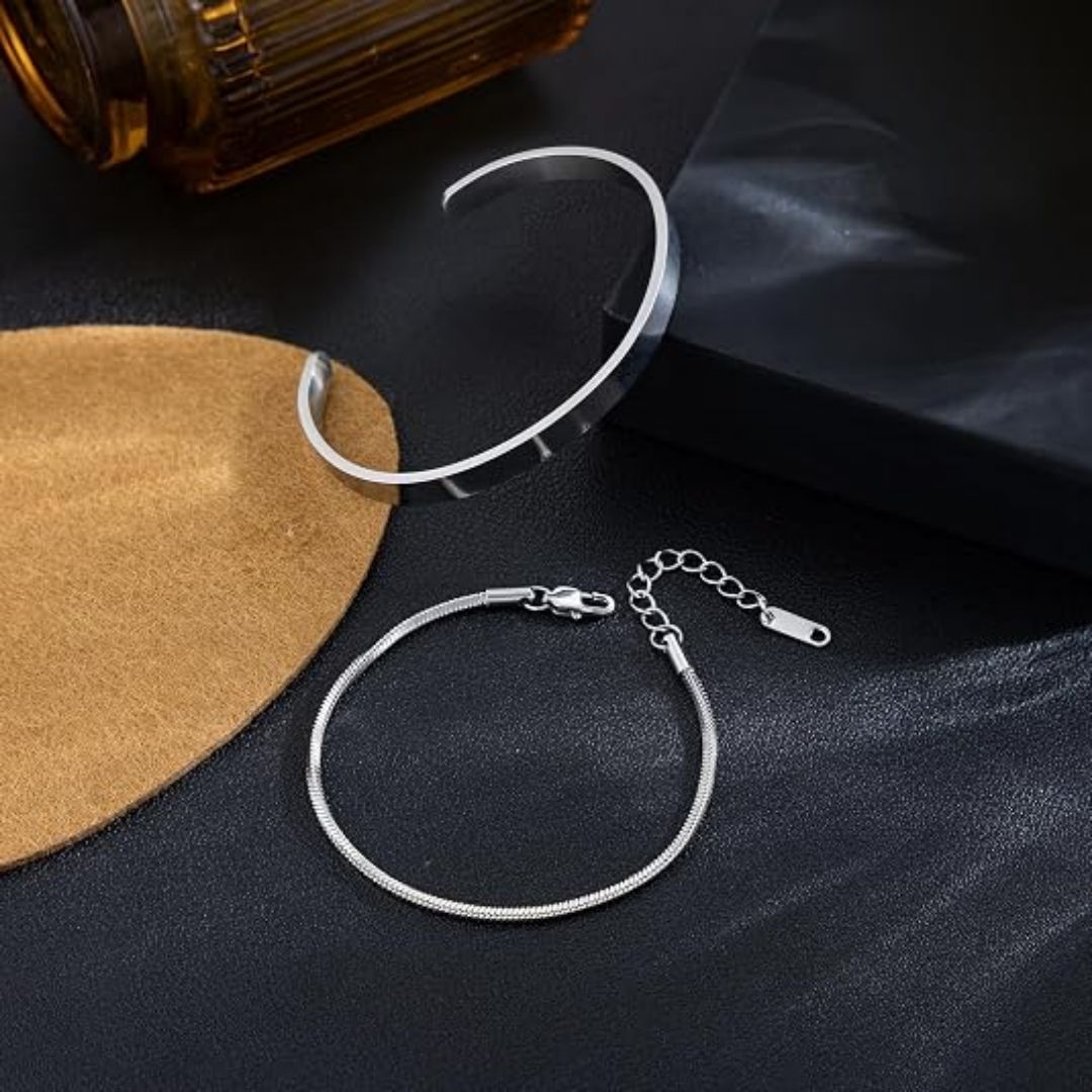 Silverduo – Stilrent dubbelarmband i blank silverfinish