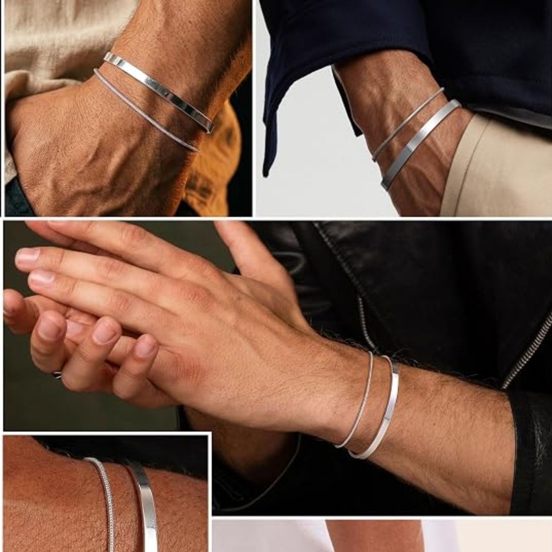 Silverduo – Stilrent dubbelarmband i blank silverfinish